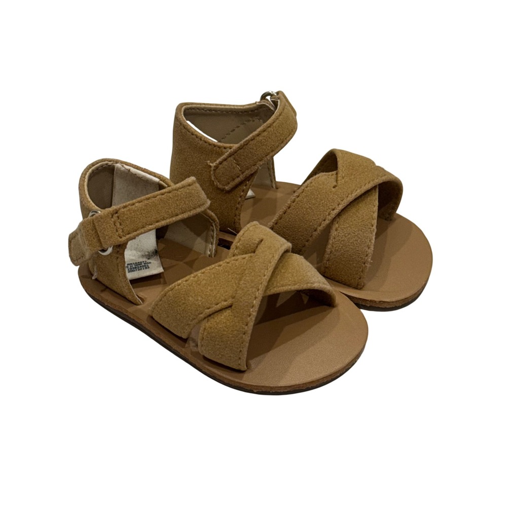 Janie and Jack Sandals Baby 3-6 Months Tan‎ Faux Suede Criss-Cross Boho Shoes